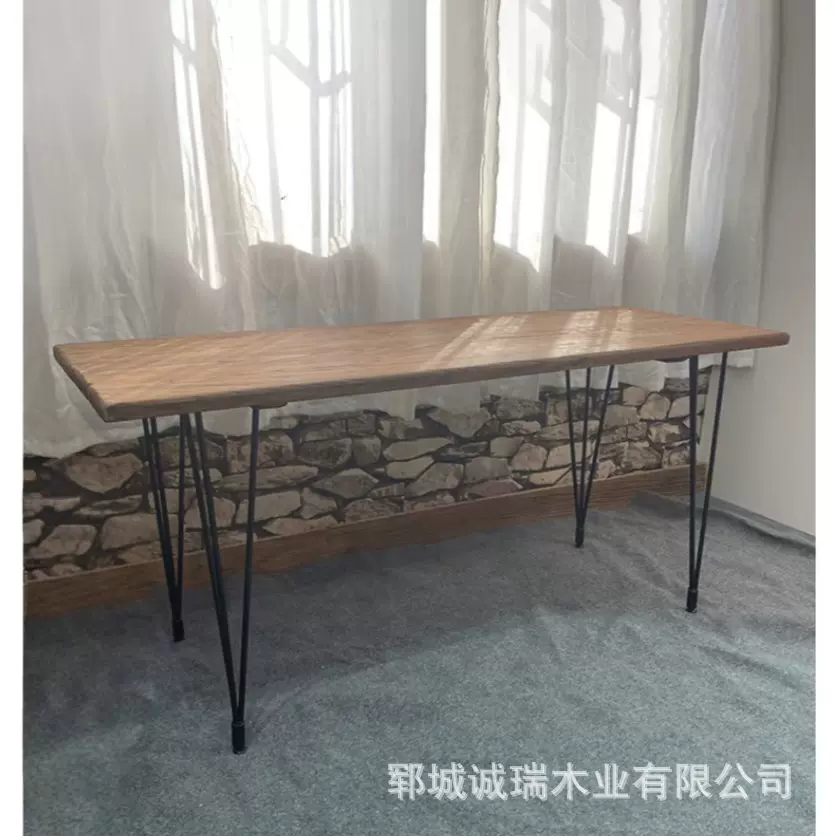 老榆木茶桌风化老门板书桌铁艺桌实木餐桌家用办公榆木电脑桌茶台