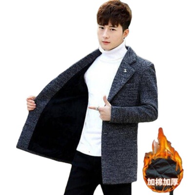 man Spring and autumn payment coat Mid length version Woollen cloth overcoat Youth Self cultivation Windbreaker 2022 Autumn and winter handsome Fur