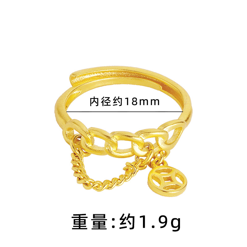 El nuevo anillo de oro de arena no se desvanece durante mucho tiempo anillo abierto anillo femenino diseño de nicho anillo de cola de oro de imitación avanzado