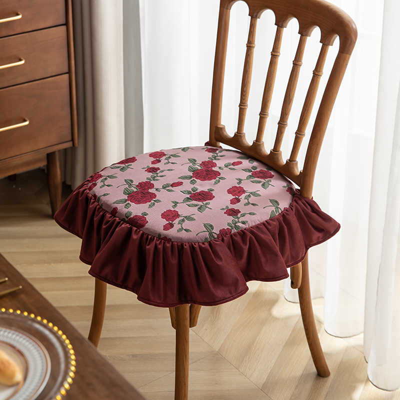新款美式餐椅垫ins家用椅子垫子坐垫可拆洗薄款四季通用绑带坐垫