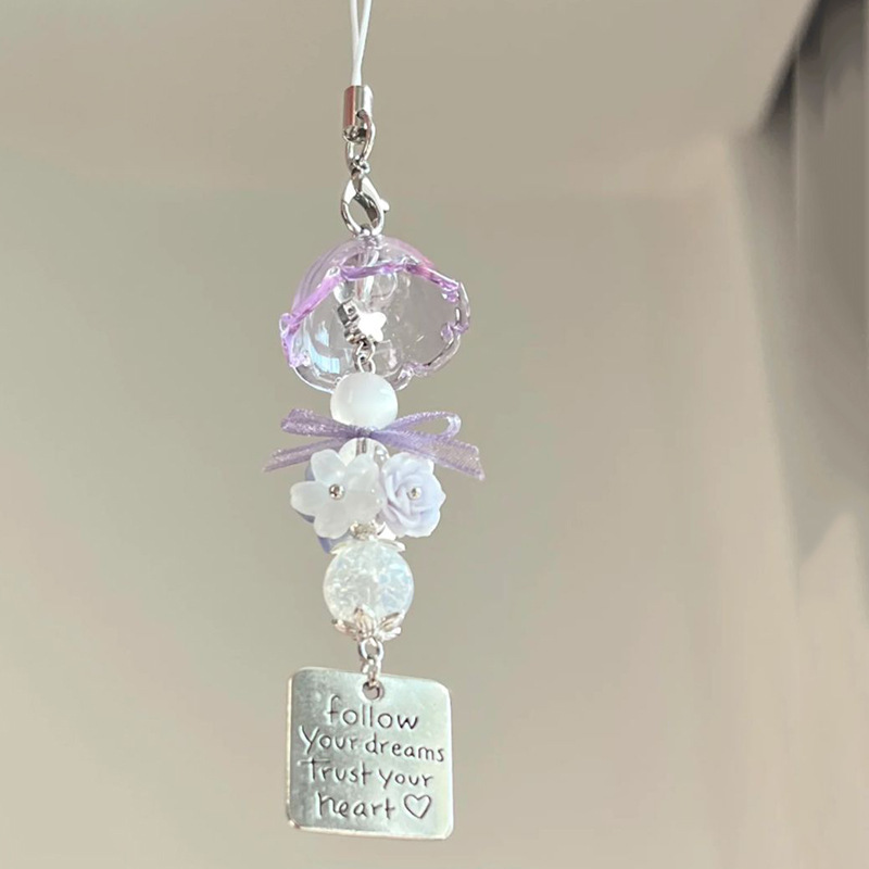 Purple Elf Jellyfish Wind Chime Pendant Handmade Ins Wind Chime Beaded Earphone Phone Chain Female Pendant Decoration