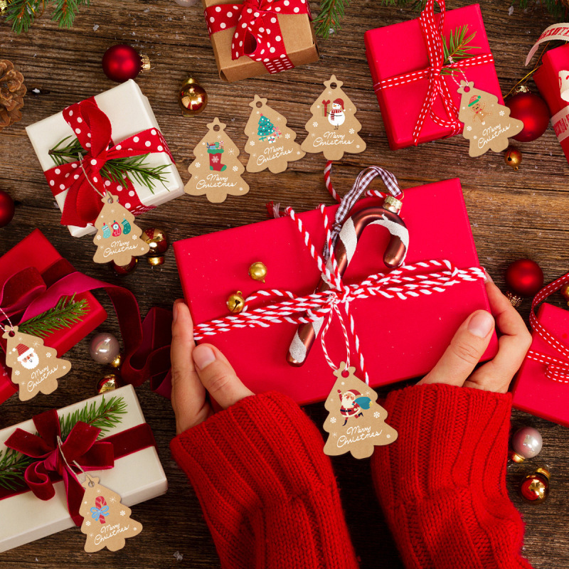 赤と白のコットンロープコットン糸クリスマスパーティー装飾クリスマスギフト包装DIYペンダントロープ包装ロープ100メートル|undefined