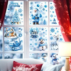 クロスボーダー新しいクリスマス氷と雪のステッカー両面カラー印刷静電ステッカースキッド雪だるま装飾ガラス窓ステッカーカスタマイズ