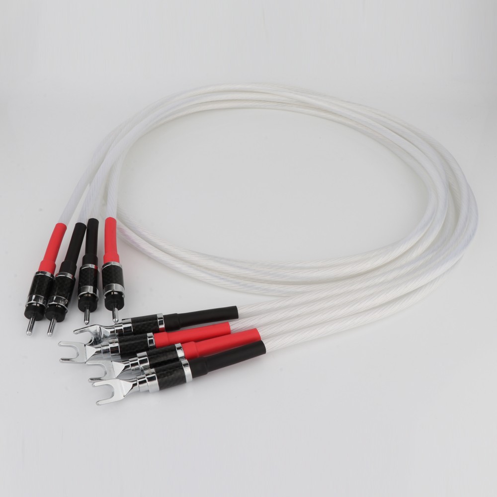 Preffair 5NOCC single crystal copper silver plated HIFI speaker cable banana to Y-shaped plug upgrade wire