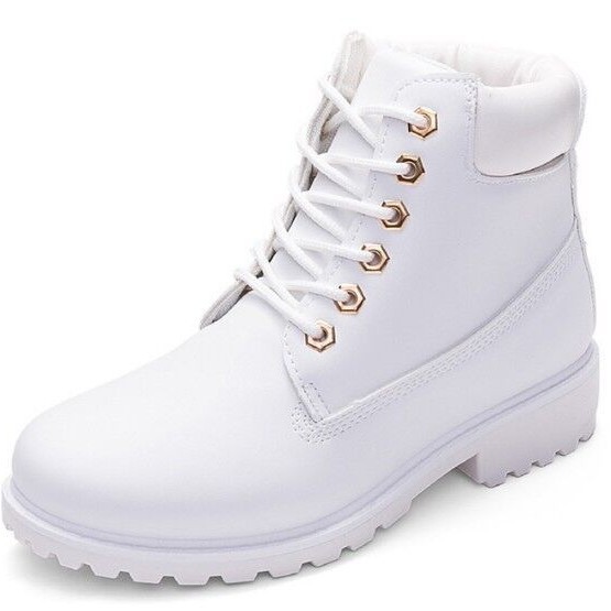 常年有货跨境白色马丁靴女平底pu皮工装鞋防滑大码G-2女鞋批发41