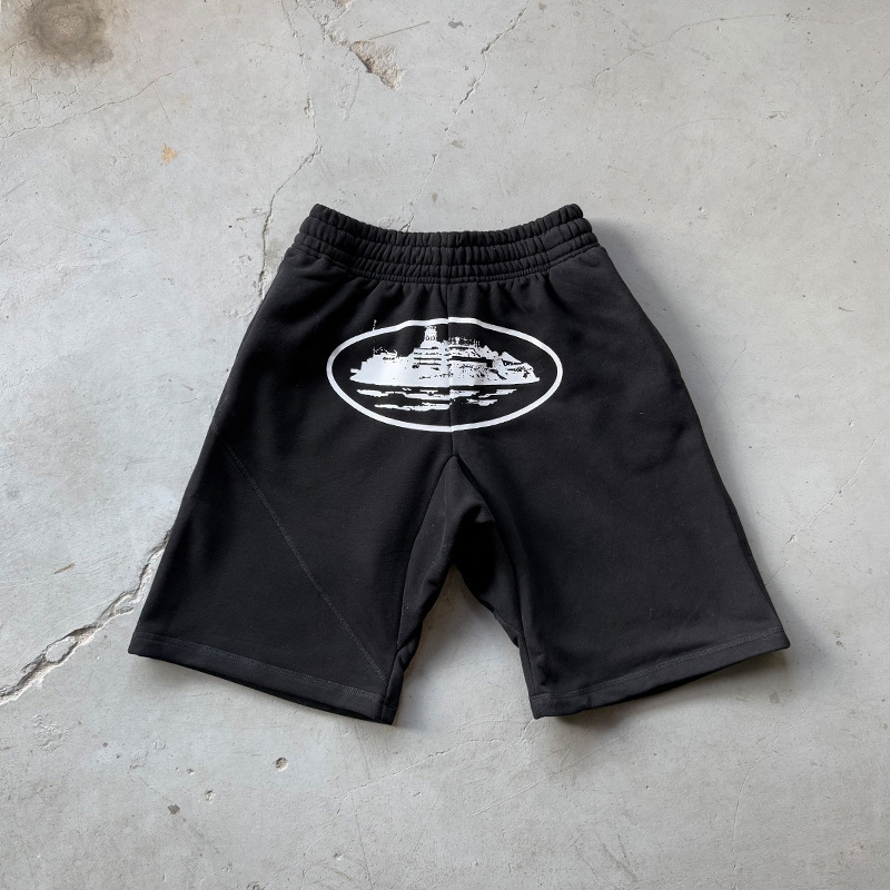 Corteiz American Street Hip Hop Print Knitting Shorts Pantalones de guardia de cinco puntos sueltos de verano de marca de moda para hombres