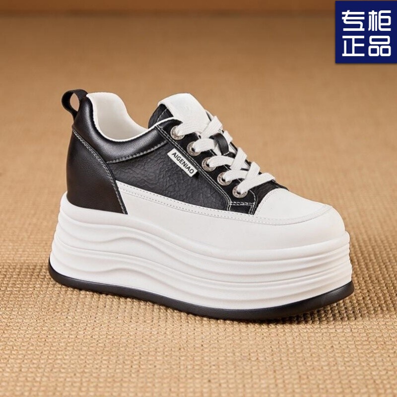 Women's Shoes White Sneakers 2025 Spring and Summer New Versatile Breathable Fashion Sequined Thick Sole Heightening White Shoes