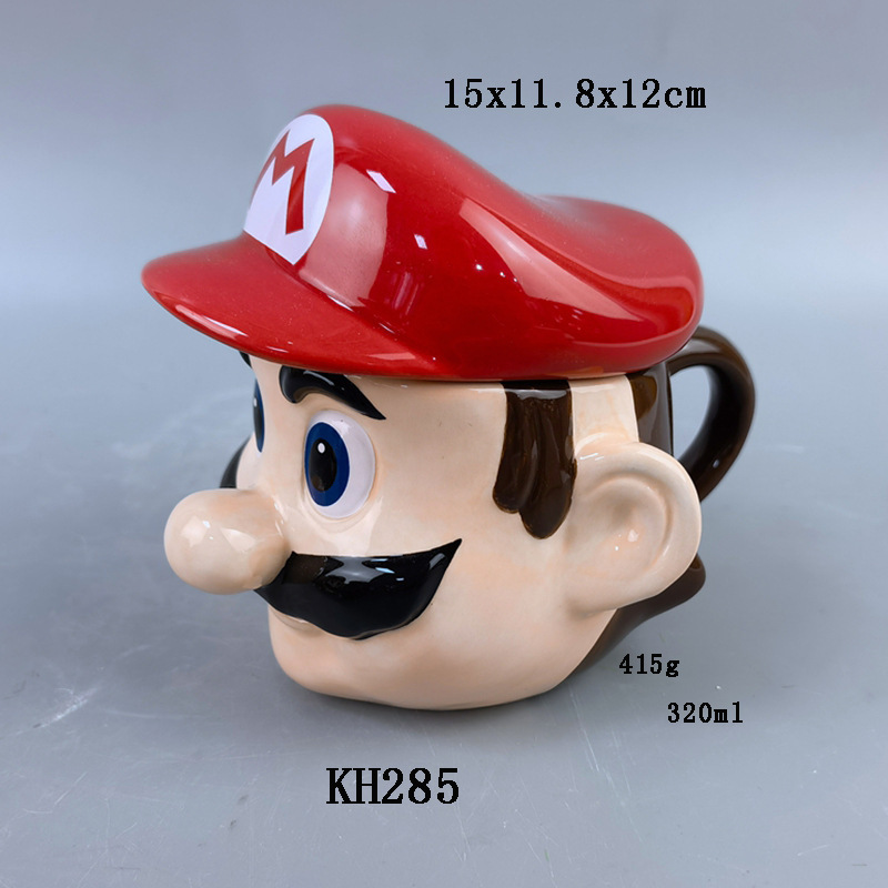 Super Mario Taza de cerámica con tapa de estilo explosivo transfronterizo cuidadosamente seleccionado Taza de agua de café periférica del juego