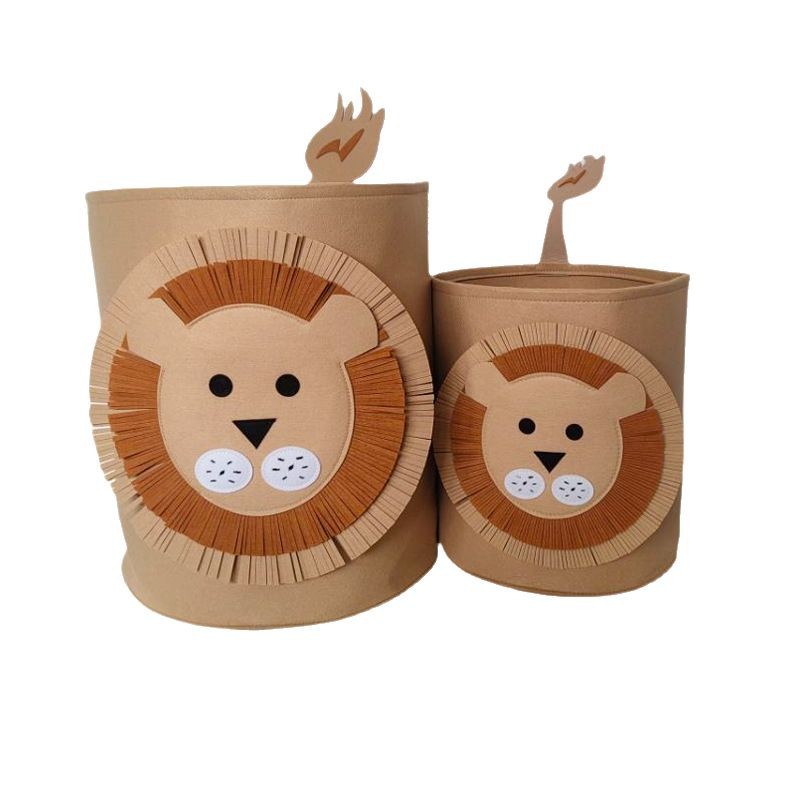 Cesta de almacenamiento de juguetes creativos de animales lindos personalizados Cesta de ropa sucia lavable de fieltro grueso de dibujos animados nórdicos