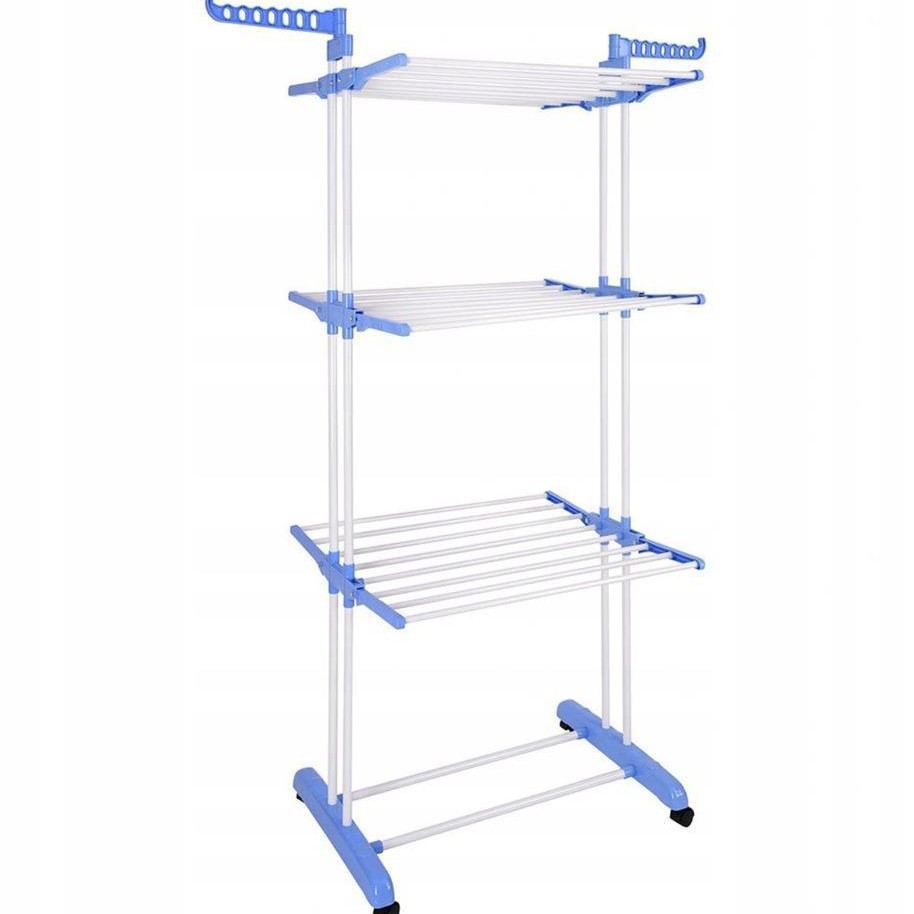 Multi-capa móvil estante de secado toalla estante de secado hogar plegable retráctil piso doble barra de secado rack percha