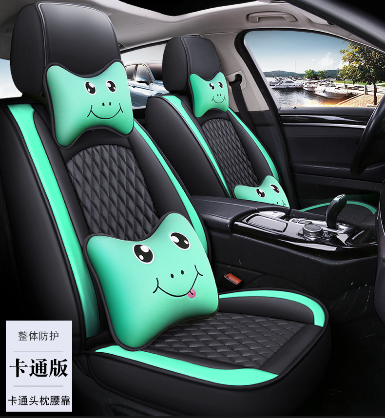 New Five-Seater Car Seat Cover, Fully Enclosed Seat Cover, Ice Silk Leather Breathable and Comfortable Seat Cushion, Universal Seat Cushion for All Seasons