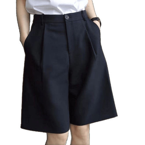 Women's Spring and Summer Blazer Five-Piece Pants Loose and Slimming Sheer High-Waist Casual Wide Leg Shorts Women's Five-Piece Pants Mid-Calf Pants