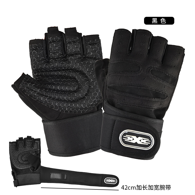 Guantes de gimnasio de medio dedo para hombres al aire libre protección de levantamiento de pesas antideslizante muñeca halteres respirables guantes de bicicleta al por mayor