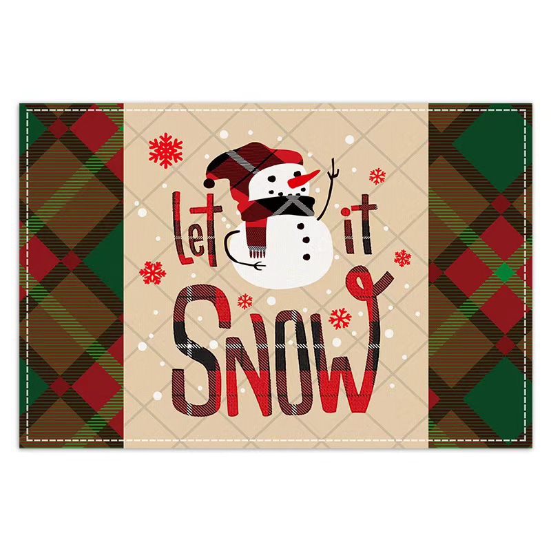 Transfronterizo temu explosión de Navidad invierno árbol de Navidad muñeco de nieve lino estampado conjunto de lino estampado