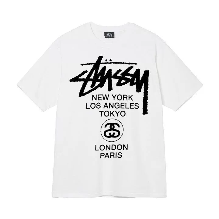 Футболка (Stussy) свободного кроя унисекс, короткий рукав, ткань 230 г, коллекция лета 2025