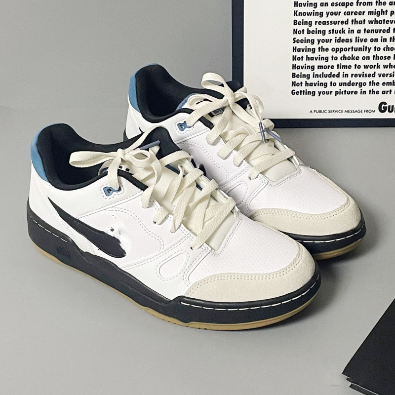 Pure Original Full Force Retro Dunk Skateboard Shoes, Year of the Snake Edition, White and Blue, Unisex, Non-Slip, Durable, Casual Sports Shoes