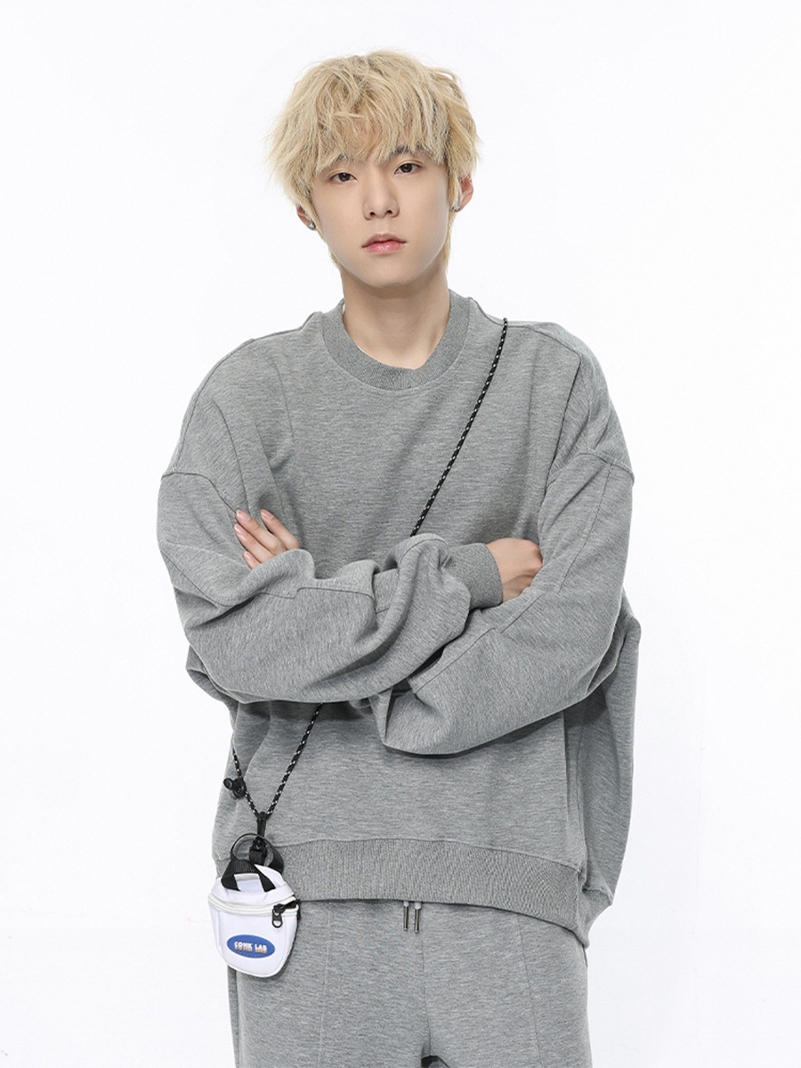 Mtlclothes ropa de Hombre | 2024 primavera nuevo estilo coreano color sólido suéter casual Pantalones rectos traje de dos piezas moda