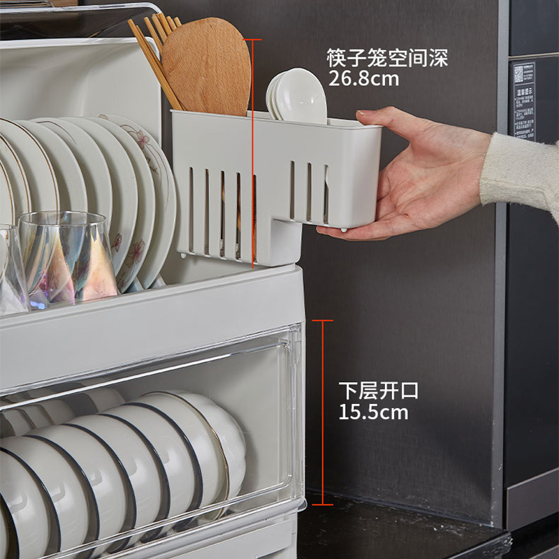 2F碗櫃家用廚房裝碗筷瀝水收納盒透氣大容量帶蓋碗盤防蟑螂置物架