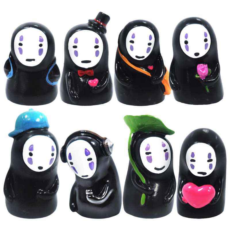 Artículos de comestibles japoneses Hayao Miyazaki lindo hombre sin rostro muebles para el hogar decoración de automóviles sala de estar decoración resina artesanías al por mayor