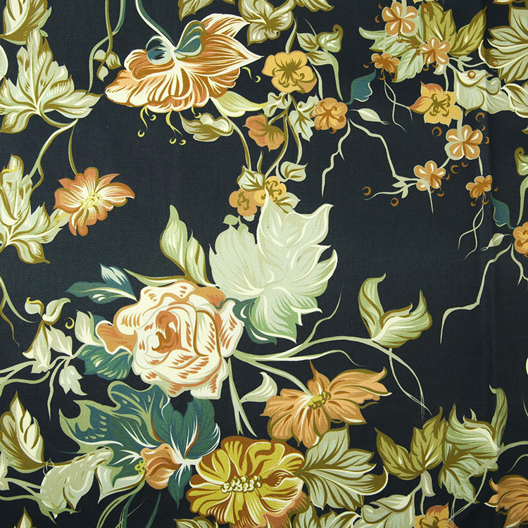 Impresión de alta calidad floral tropical 97% algodón 3% tela de prenda de spandex