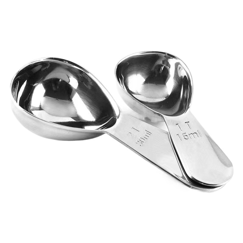 Cuchara de medición de café de acero inoxidable 304 cuchara de medición con traje de escala 15ml 30ml cuchara de medición de café de acero inoxidable