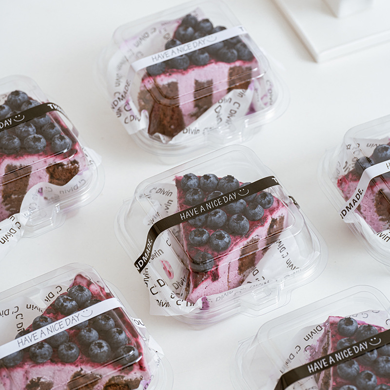 ネット赤弁当ケーキ箱包装カットティラミスデザート焙煎洋菓子透明分注包装箱