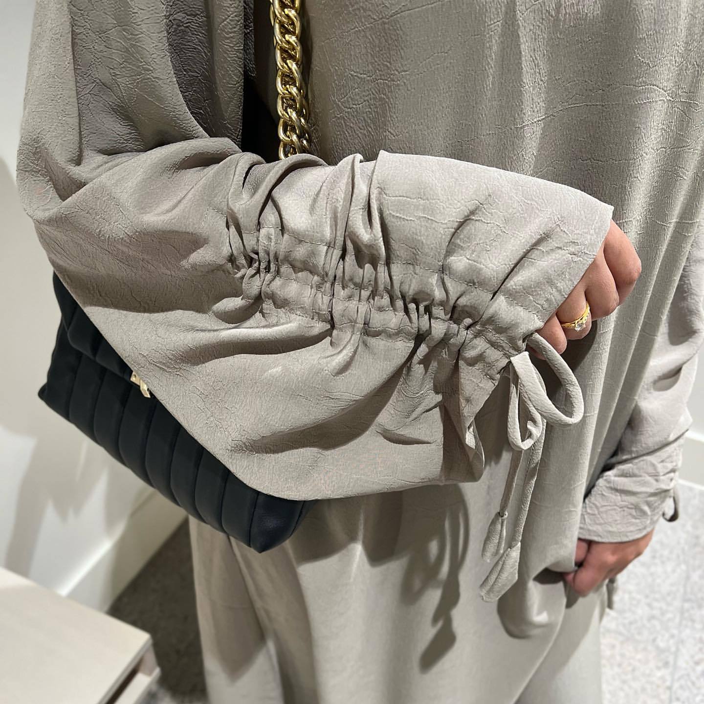 Crepe Lace-Up Cuff Abaya (MA087)