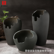 景德镇陶艺土陶大花盆台面复古老桩多肉切口创意粗陶花盆花瓶批发