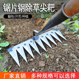 钉耙农用种菜松土园艺耙子锯片钢家用翻地五齿除草农具铁工具尖头