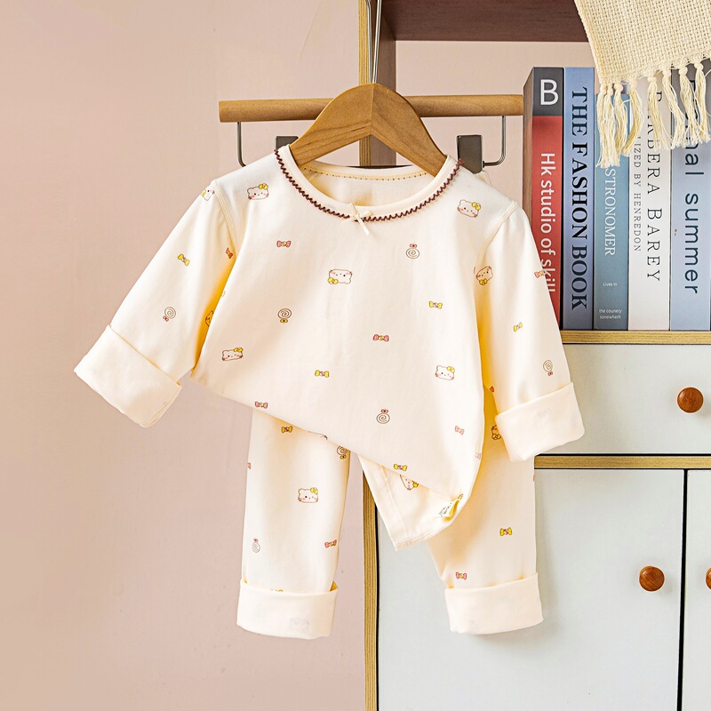 2024 New Lycra Children's Underwear suit for Boys and Girls Spring and Autumn Long Sleeve Pajamas Home Clothes suit