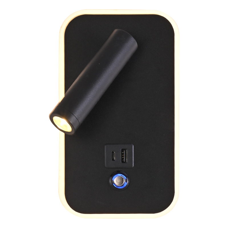 Nueva lámpara de pared táctil de habitación de hotel iluminación atenuante con USB lámpara de pared de dormitorio simple luz de lectura