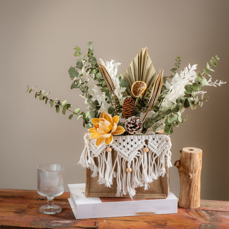 Nordic Ins Dried Flower Woven Sack Set Photography Model Room Natural Bouquet Decoration DIY Ornaments Pressed Flowers