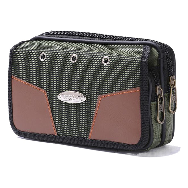 Multifunctional Horizontal Waist Bag for Middle-Aged and Elderly Men, Can Be Worn on the Belt, Portable Coin Purse, Key Bag, Mobile Phone Bag