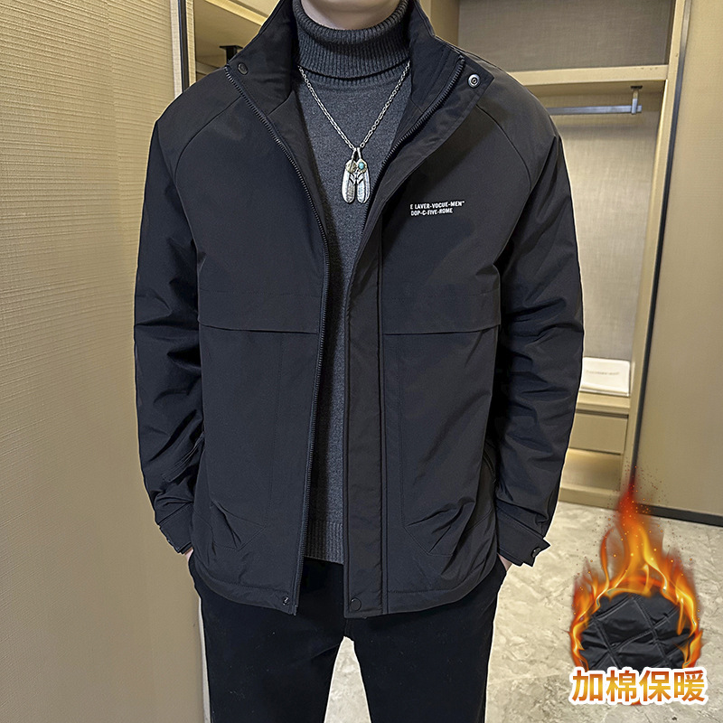 男士外套秋款2025新款潮牌立领宽松休闲男装衣服工装夹克保暖棉衣|undefined