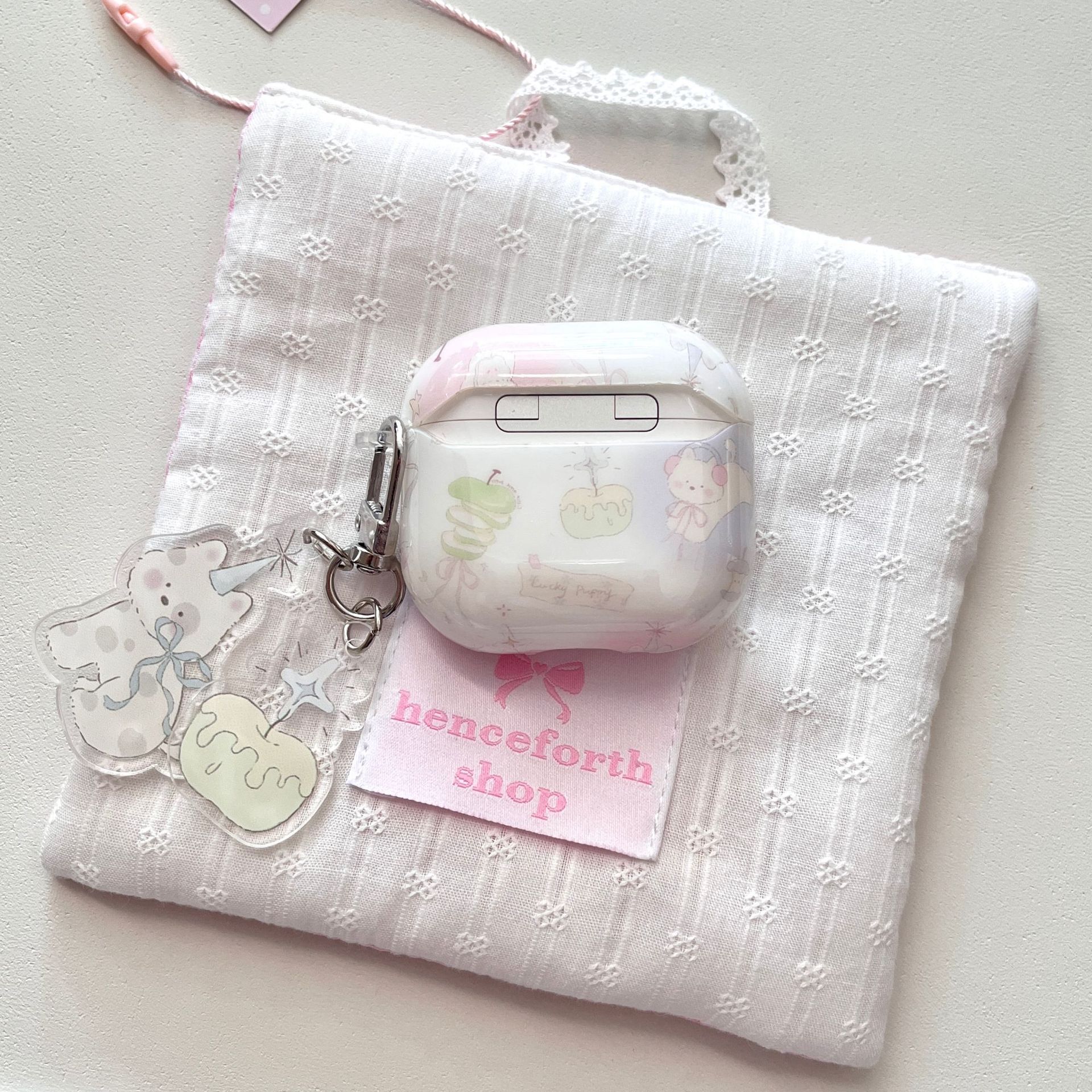 Perfumado cereza perrito de manzana para Airpods3/4a generación de dibujos animados Pro2 auriculares airpods1/2 colgante