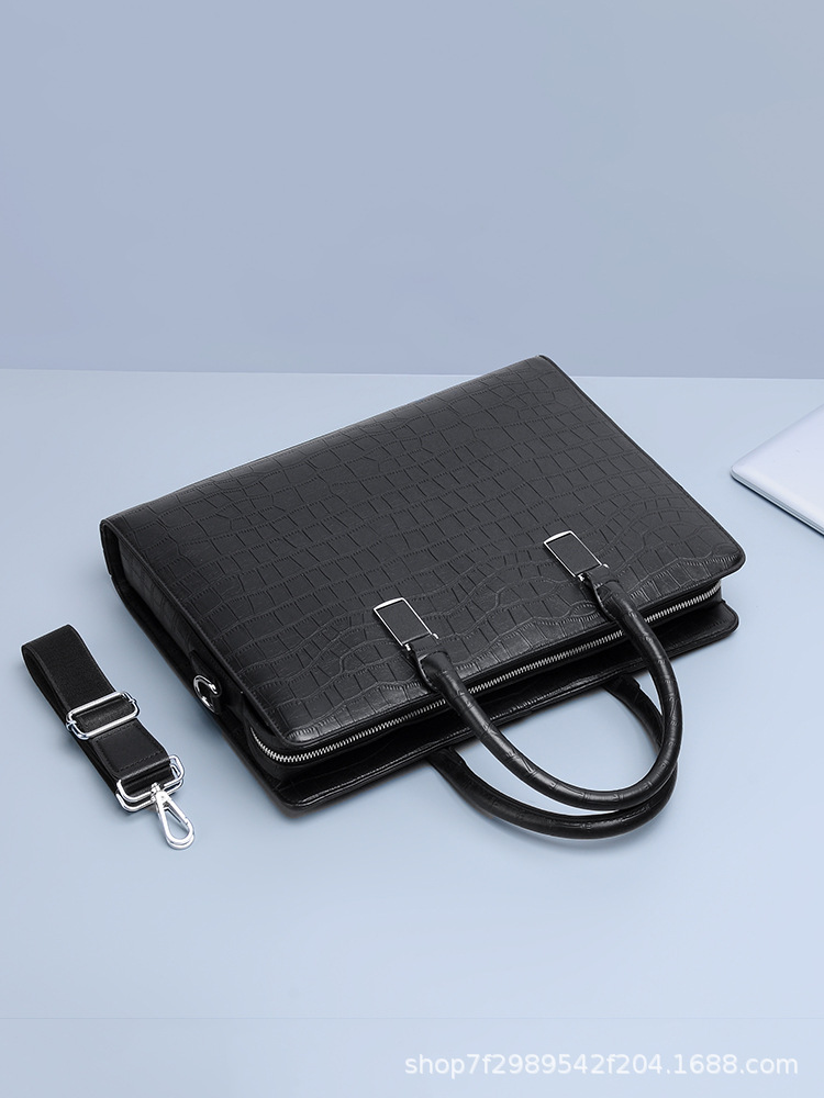 Cartera de archivos de hombres transfronterizos, bolso de computadora, bolso de mano, bolso de oficina de cocodrilo de negocios, bolso de viaje image 5