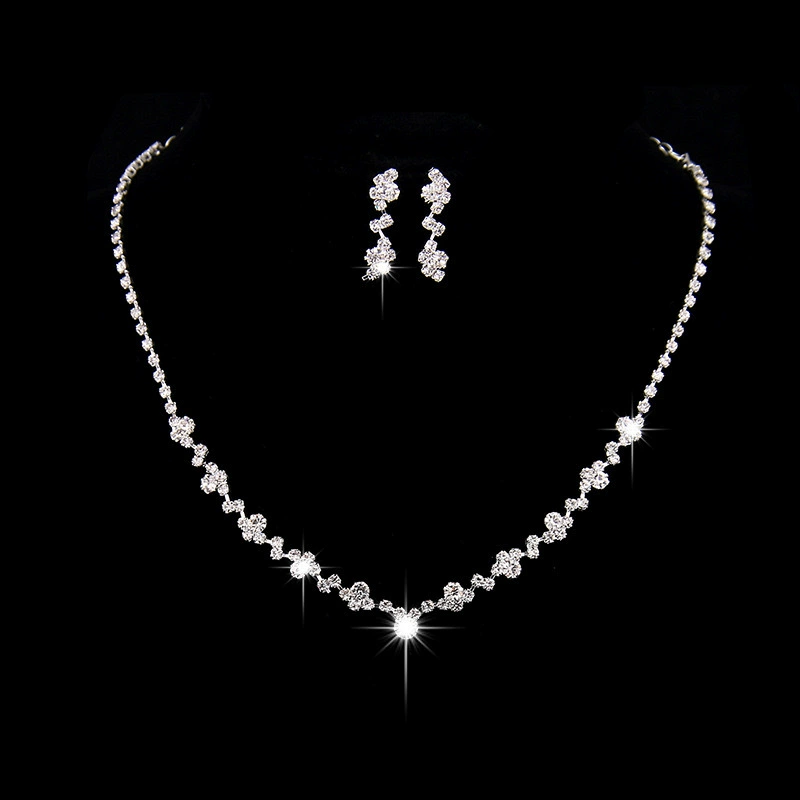 Earrings, necklace, fashionable set, accessory for bride, chain, simple and elegant design, high-quality style, wholesale