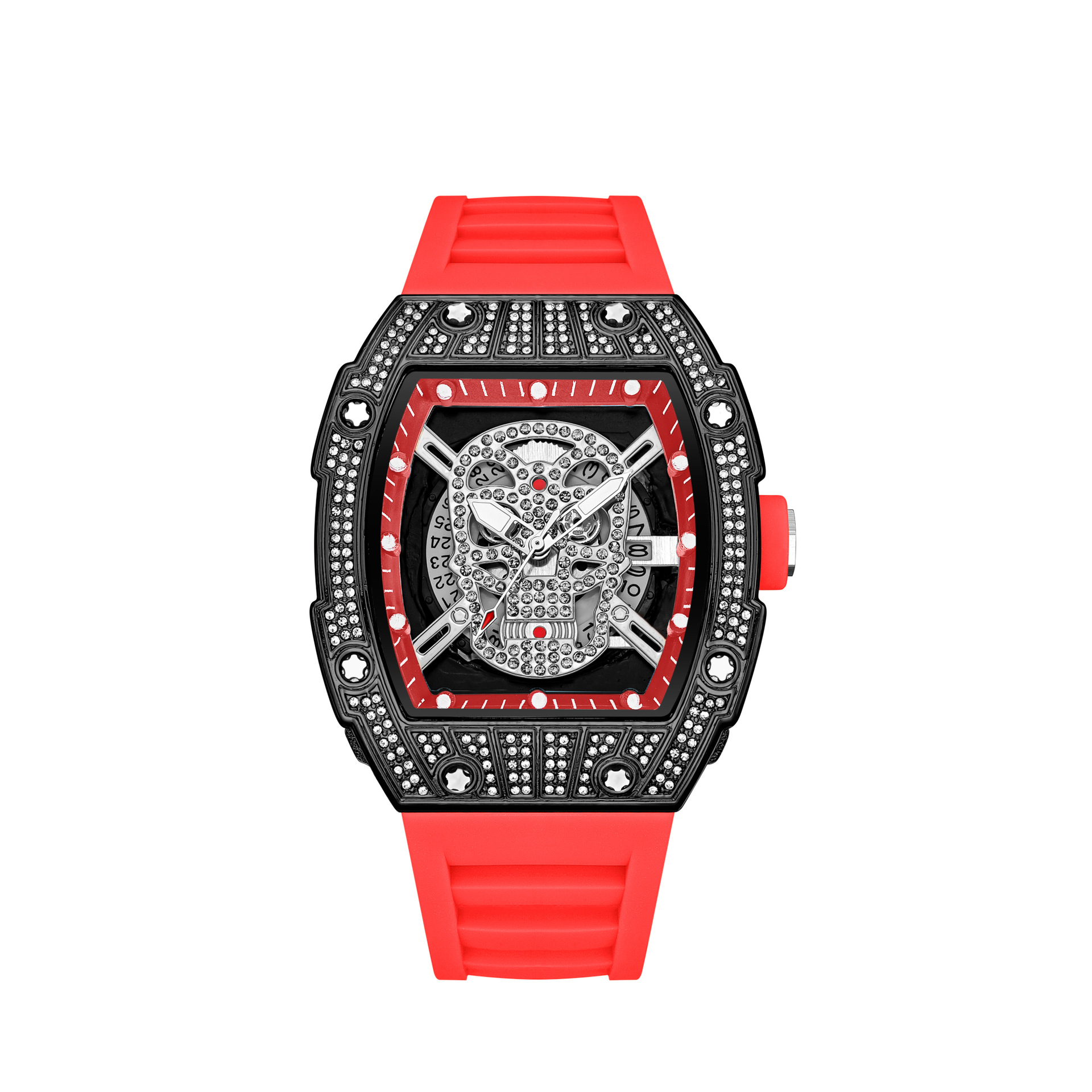 Men's Quartz Watch Starry Sky Diamond Studded Gold Ghost Head Design_voghion.com