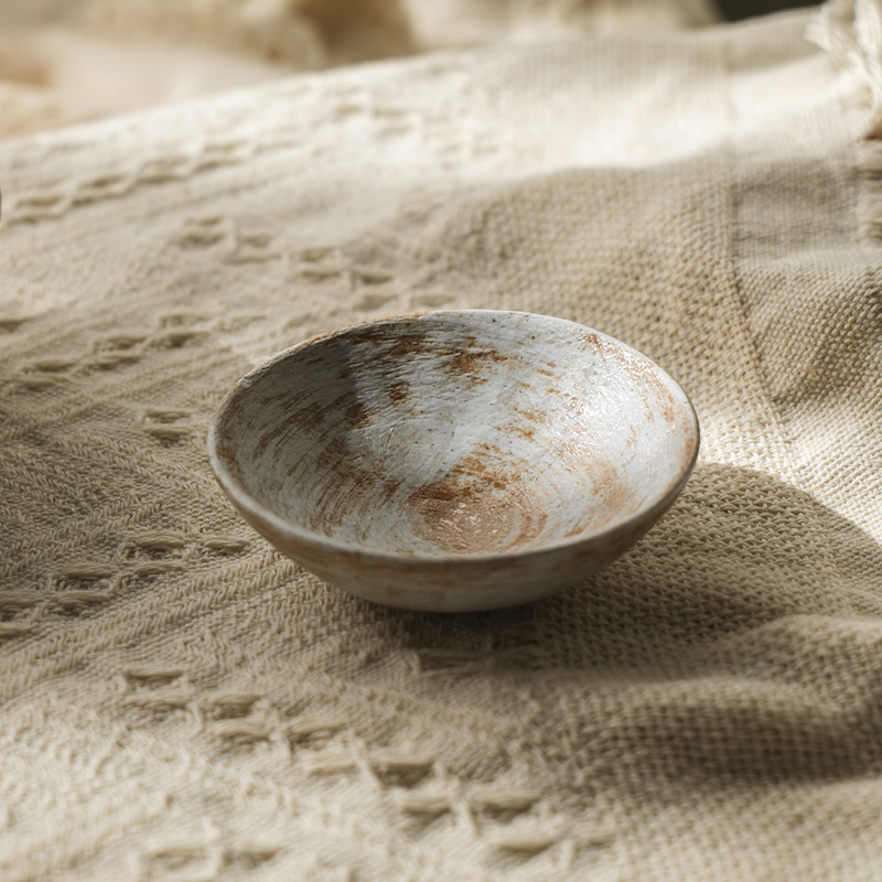 Shihuijin Pin Coarse Pottery Firewood Burning Silky Wind Small Flavor Dish Dip Dish Soy Sauce Vinegar Dish Restaurant Dish Cold Dish Small Dish