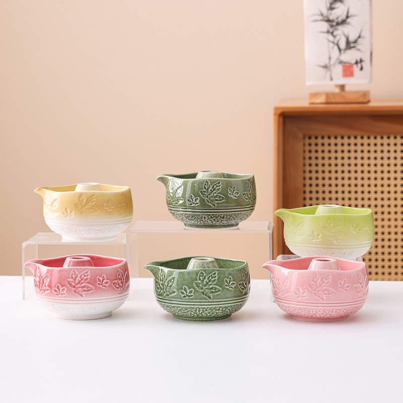 Cross-border best-selling maple leaf matcha bowl set, Japanese matcha whisk, ceramic tea bowl, Song Dynasty tea whisk