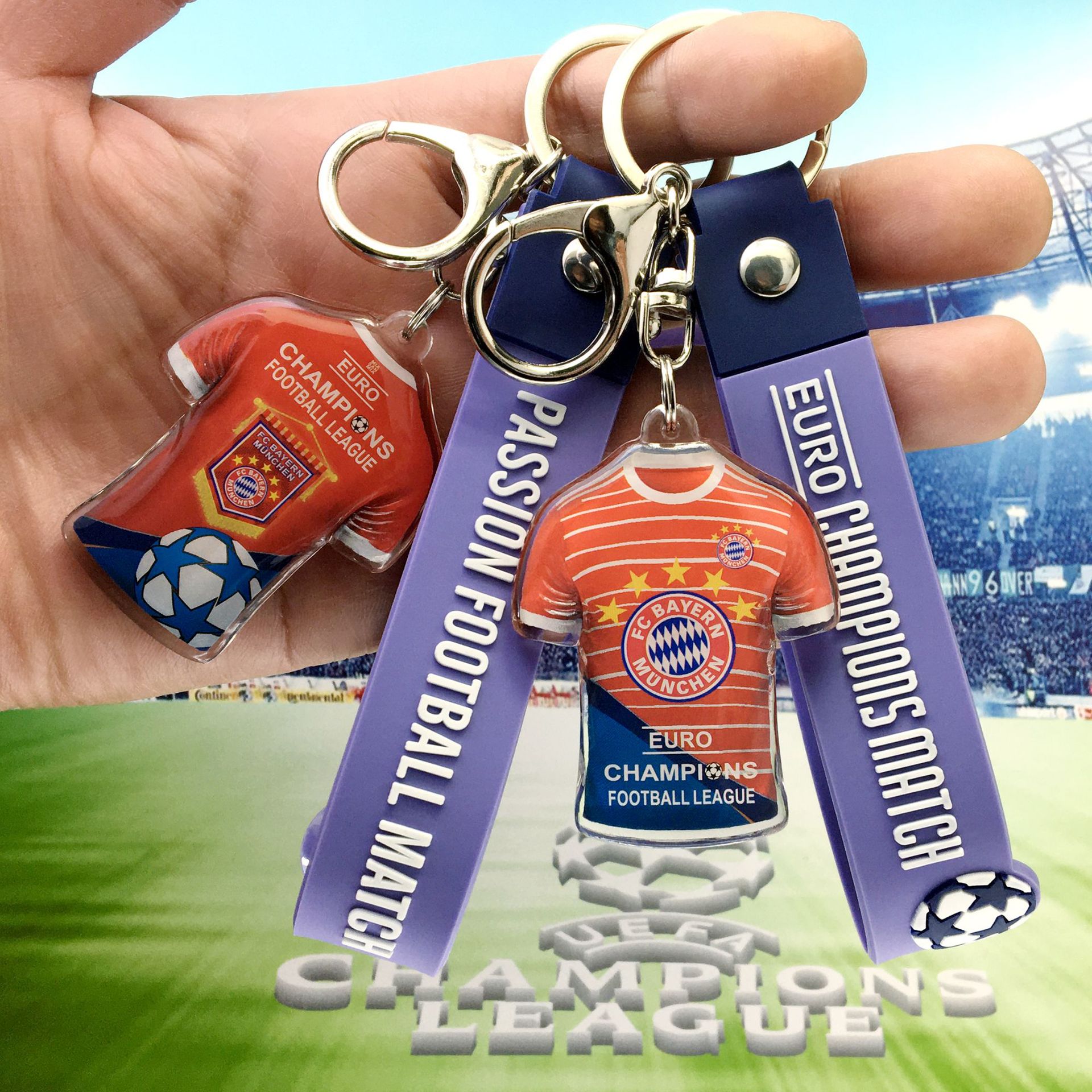 欧冠-拜仁慕尼黑俱乐部球衣队标-柔蓝手带