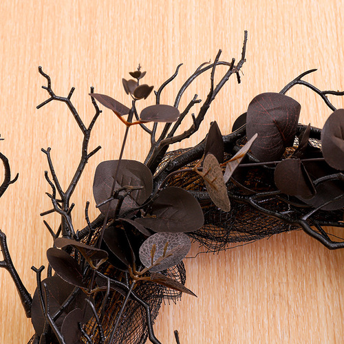 Hong Kong Love Halloween Dead Branch Wreath Simulated Flower Black Decorative Wreath Door Hanging Holiday Arrangement Rattan Wreath Wall Hanging