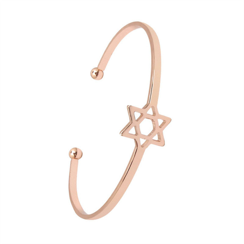 1 Piece Quantity Daily, Street Occasion Iron Material Simple Style Star Iron Plating Hollow Out Women's Bangle