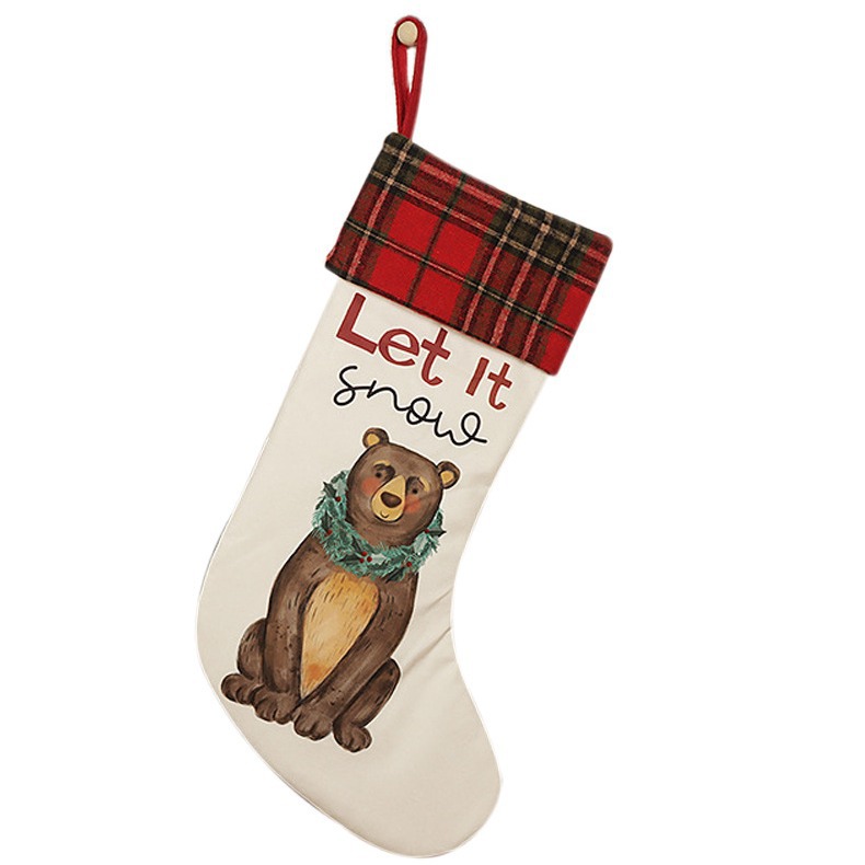 Nuevas bolsas de regalo de medias navideñas transfronterizas Santa Claus muñeco de nieve decoración medias navideñas HOHO medias navideñas