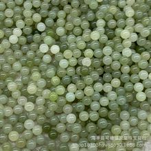 和田玉青海料6m半孔圆珠DIY配件耳钉散珠镶嵌细腻冰透玉石玉器