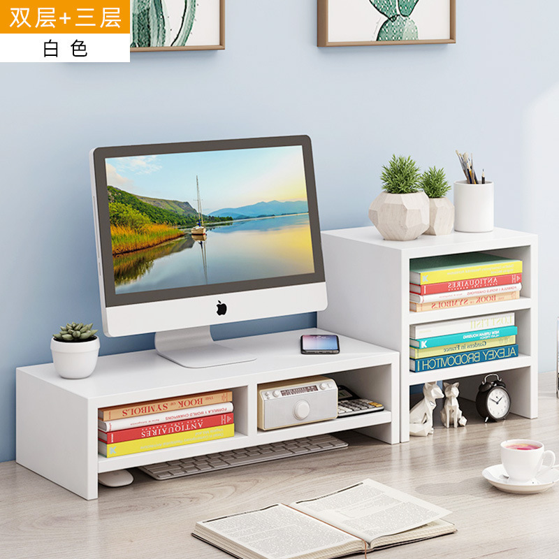 더블 레이어 + 3 레이어 캐비닛 흰색