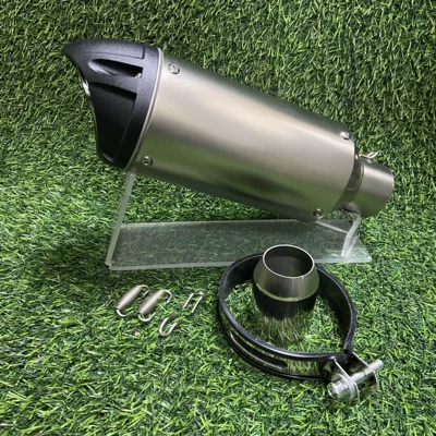 Motorcycle exhaust pipe Duckbill Tail Section 675Sr - titanium-color-logo-on-the-right