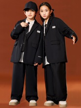 街舞儿童潮服酷帅西装套装潮男童炸街架子鼓演出服爵士舞女童嘻哈
