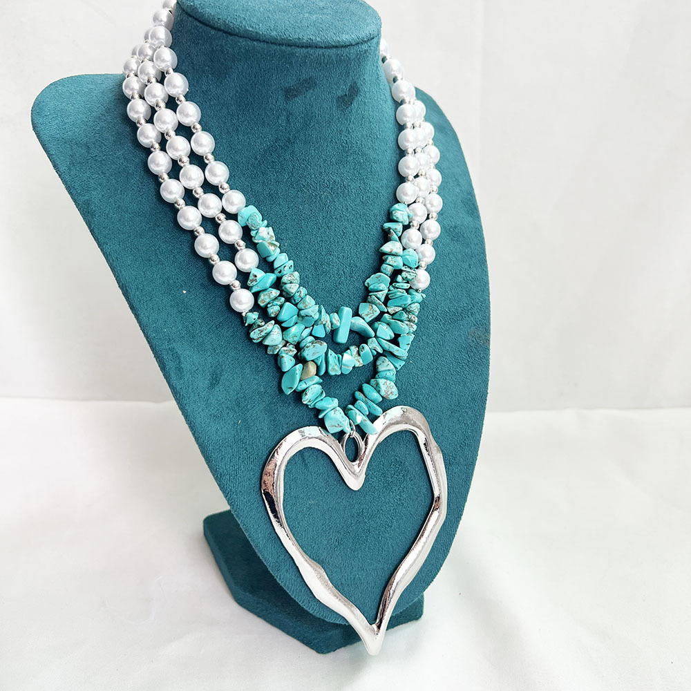 85g Weight Alloy Pendant Material Three Layer Necklace Classification Imitation Pearl Chain Material Beaded Chain Chain Type 1 Piece Quantity Casual, Party Occasion Imitation Pearl, Alloy Material Heart Shape Pattern Unisex Gender Exaggerated, Streetwear Style Exaggerated Streetwear Heart Shape Imitation Pearl Alloy Beaded Chain Statement Necklaces Wholesale 12