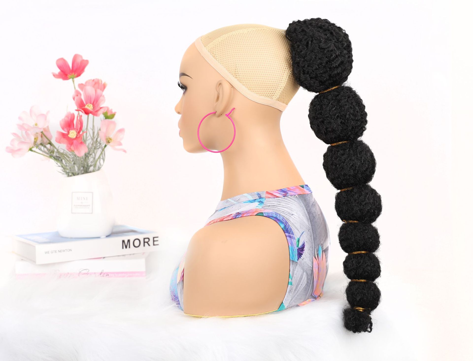 Synthetic Ponytail Hair Extension Drawstring Bubble Wig For Women_voghion.com